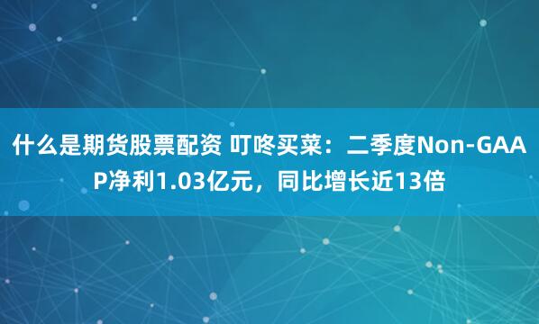 什么是期货股票配资 叮咚买菜：二季度Non-GAAP净利1.03亿元，同比增长近13倍